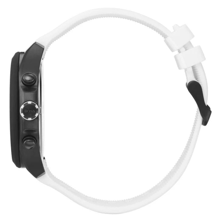 Hugo Boss Velocity, Black Dial White Silicone Strap Men's Watch – 1513718
