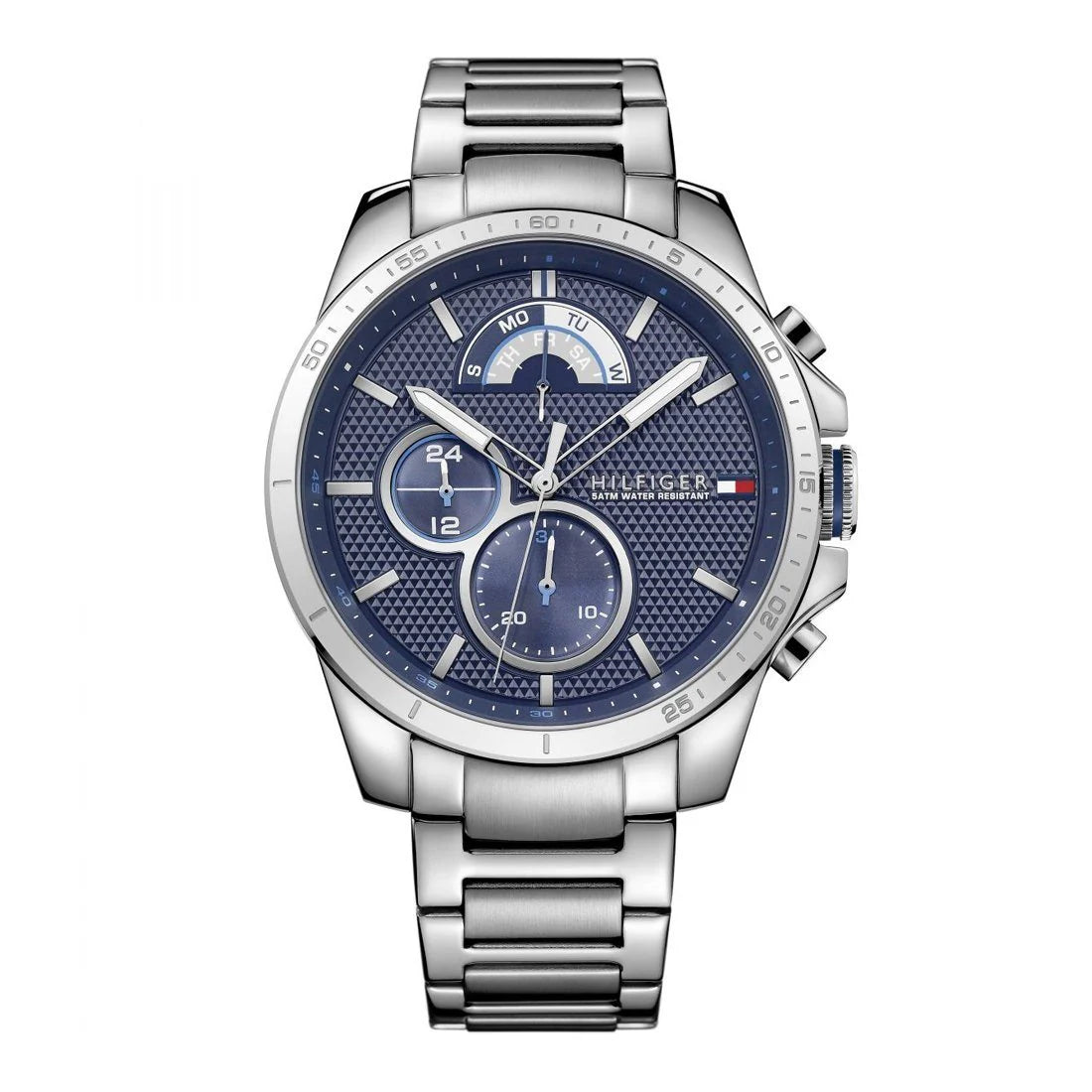 TOMMY HILFIGER DECKER, BLUE DIAL STAINLESS STEEL MEN'S CHRONOGRAPH WATCH – 1791348