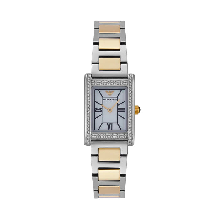 EMPORIO ARMANI GOLD TWO TONE RECTANGLE DIAL - AR11642