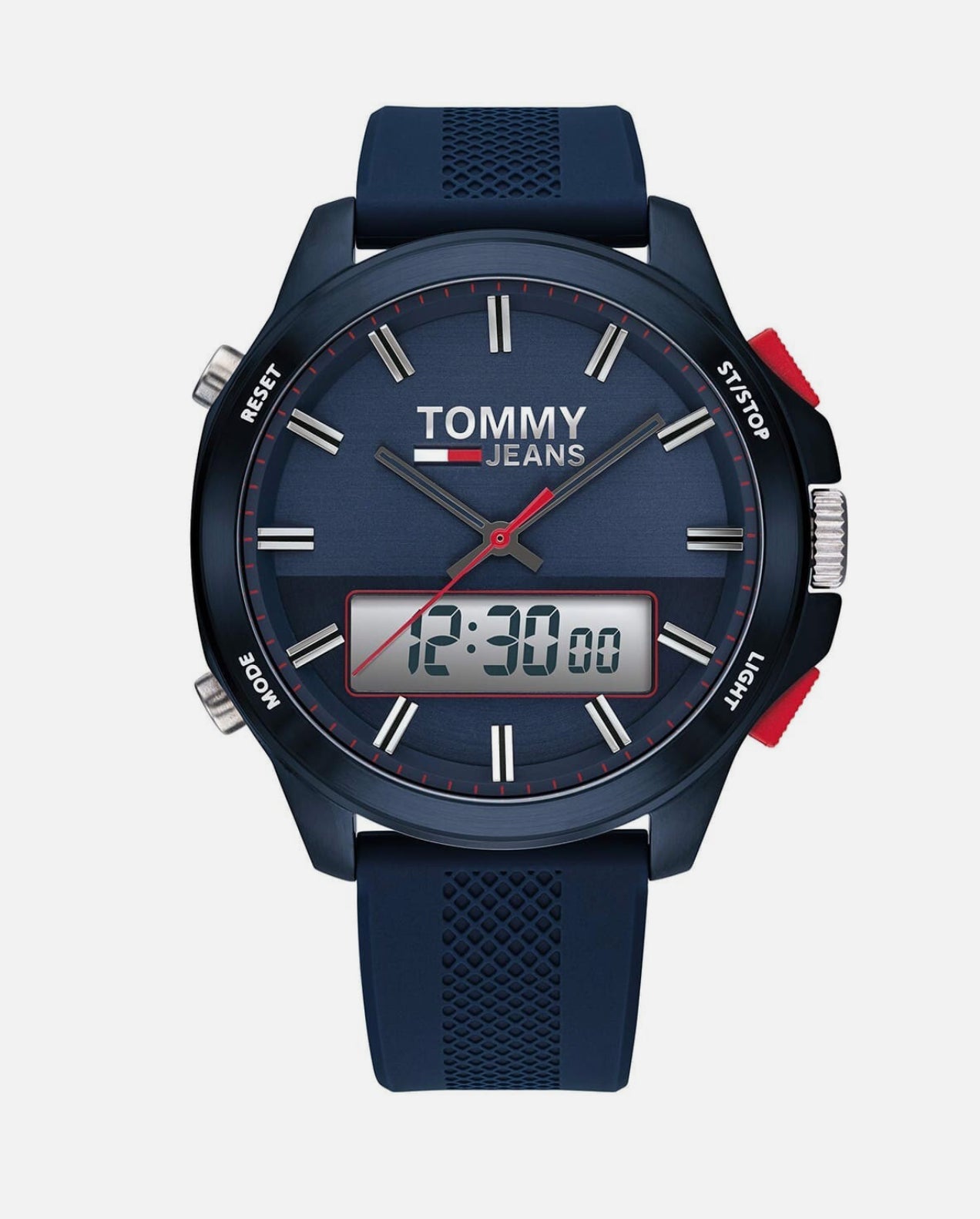 TOMMY HILFIGER TOMMY JEANS, BLUE DIAL BLUE SILICONE STRAP MEN'S ANALOG-DIGITAL WATCH – 1791761