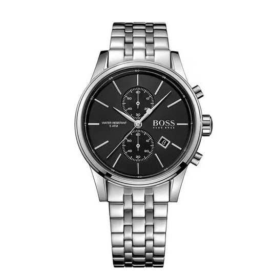 HUGO BOSS JET STAINLESS STEEL CHRONOGRAPH QUARTZ MENS WATCH BLACK DIAL DATE 1513383