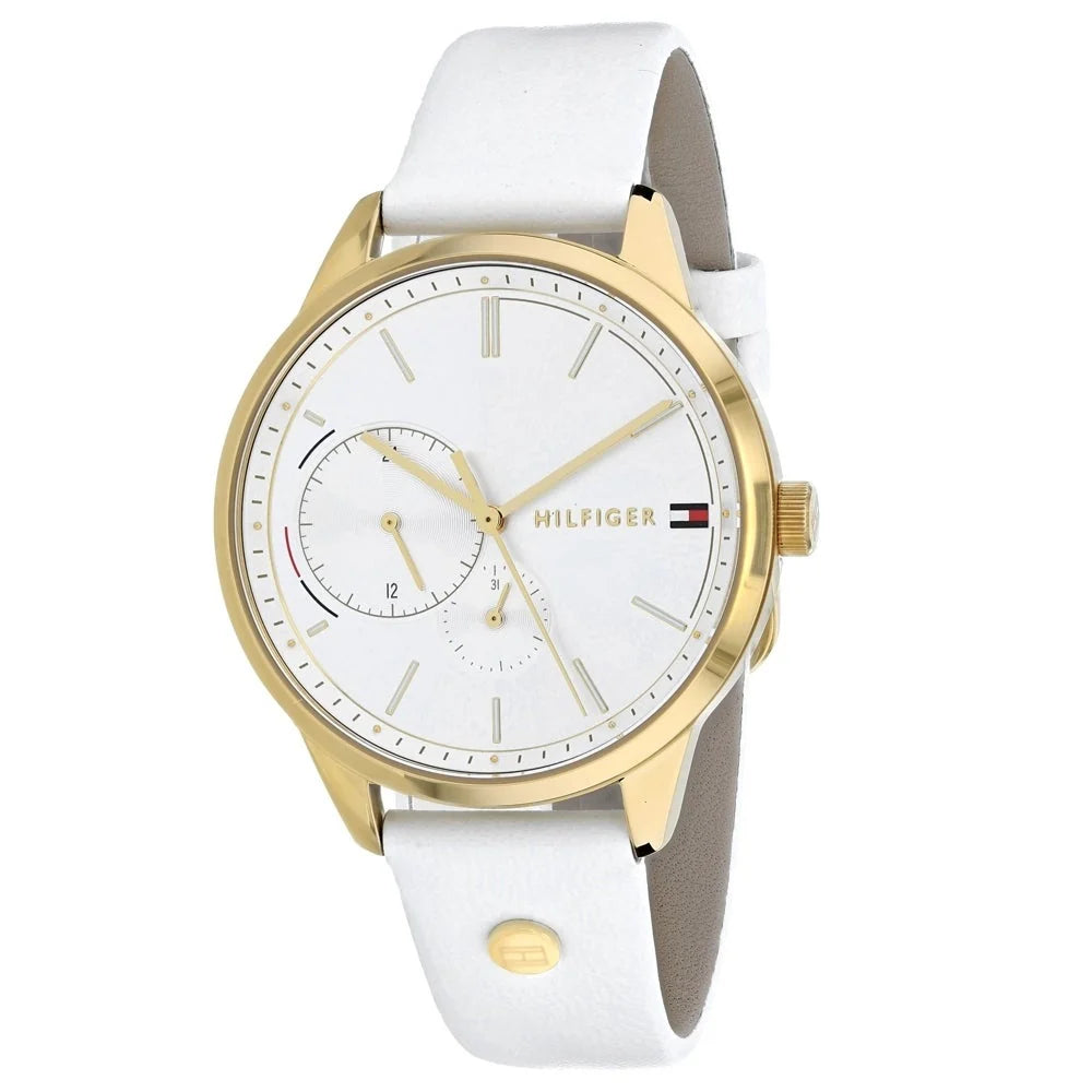 Tommy Hilfiger Brooklyn, White Dial Leather Strap Women's Watch – 1782018