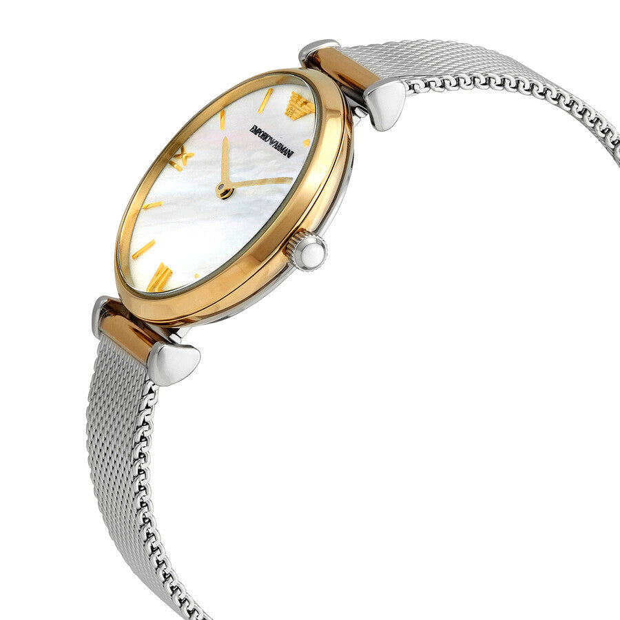 Emporio Armani Gianni T-Bar, Two-Tone Mesh Women's Watch – AR2068