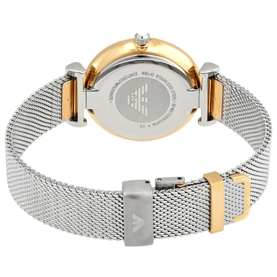 Emporio Armani Gianni T-Bar, Two-Tone Mesh Women's Watch – AR2068