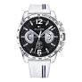 TOMMY HILFIGER DECKER, BLACK DIAL WHITE SILICONE STRAP MEN'S CHRONOGRAPH WATCH – 1791475