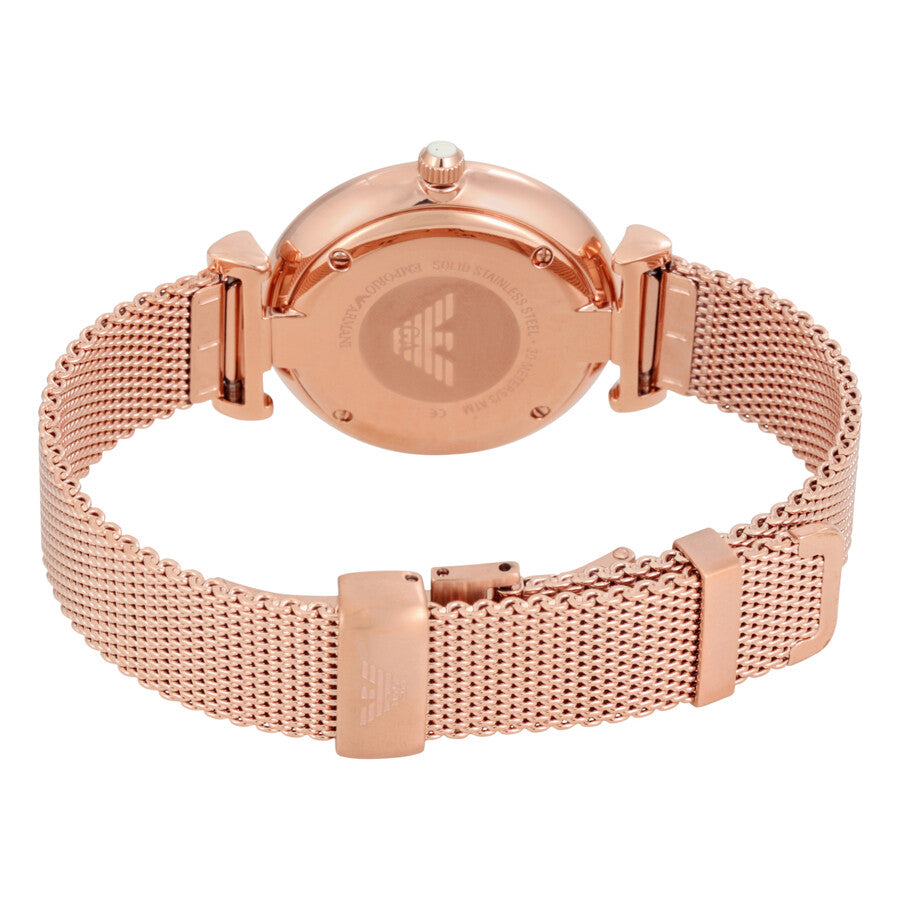 Emporio Armani Gianni T-Bar, Rose Gold Mesh Ladies Watch – AR1956