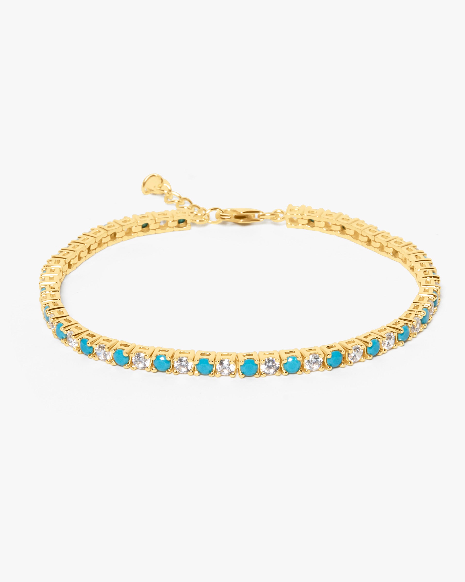 925 S/S GP 2MM CZ WITH TURQUOISE TENNIS BRACELET