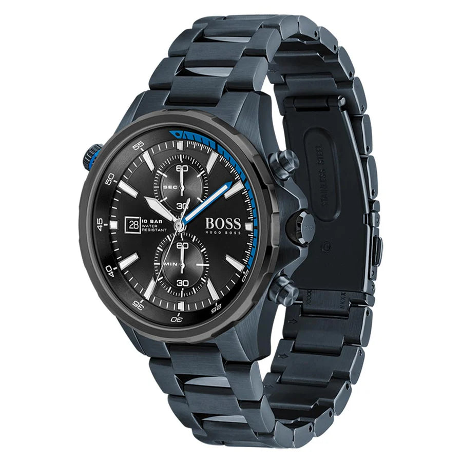 Hugo Boss Globetrotter, Blue PVD Chronograph Men's Watch – 1513824