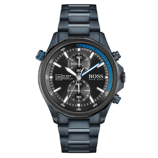 Hugo Boss Globetrotter, Blue PVD Chronograph Men's Watch – 1513824