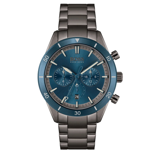 HUGO BOSS SANTIAGO, GREY STEEL MENS CHRONOGRAPH WATCH - 1513863
