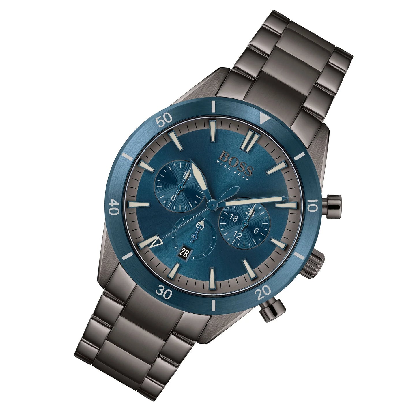 HUGO BOSS SANTIAGO, GREY STEEL MENS CHRONOGRAPH WATCH - 1513863