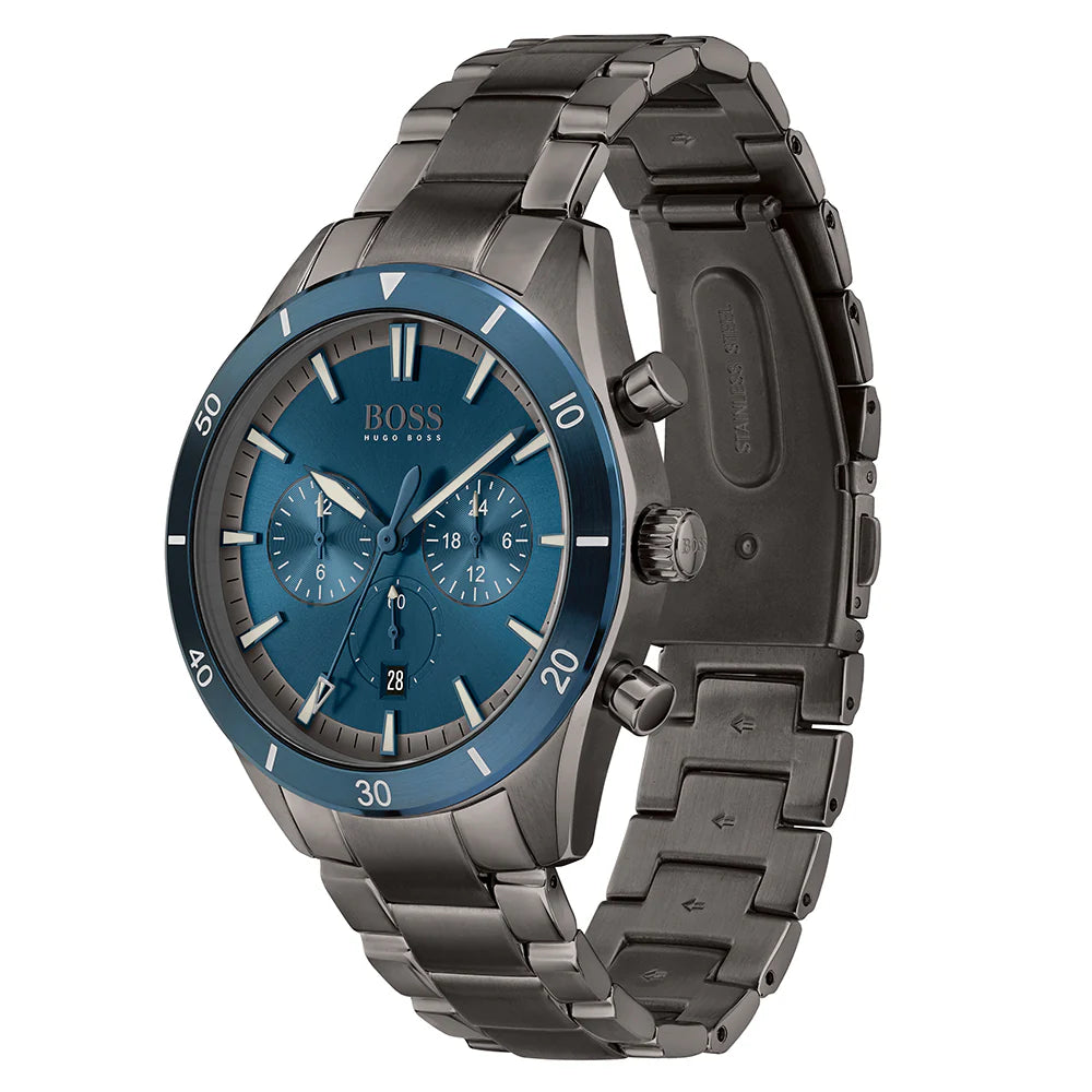 HUGO BOSS SANTIAGO, GREY STEEL MENS CHRONOGRAPH WATCH - 1513863