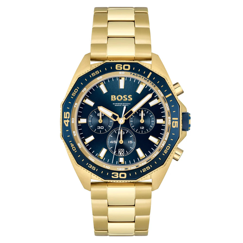 Hugo Boss 'Energy' Blue Dial Gold Stainless Steel Men's Chronograph Watch – 1513973