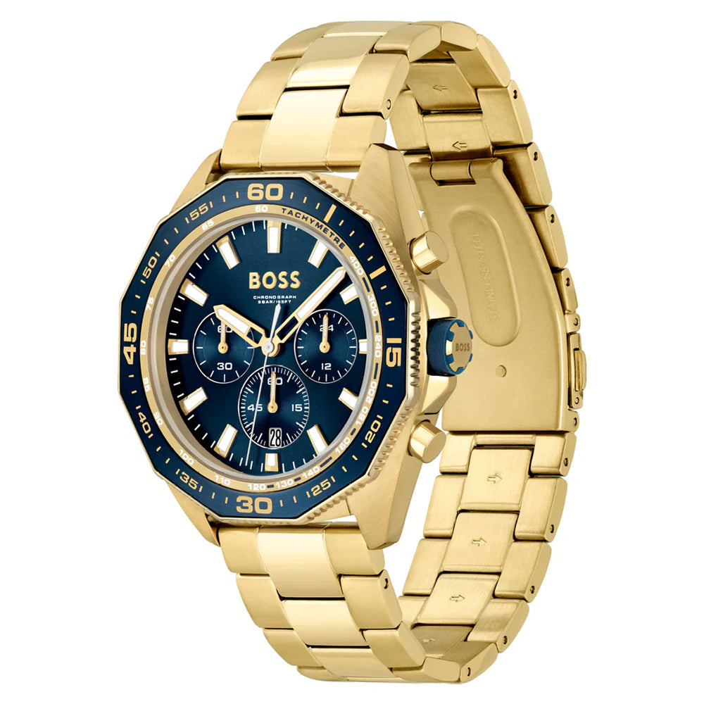 Hugo Boss 'Energy' Blue Dial Gold Stainless Steel Men's Chronograph Watch – 1513973