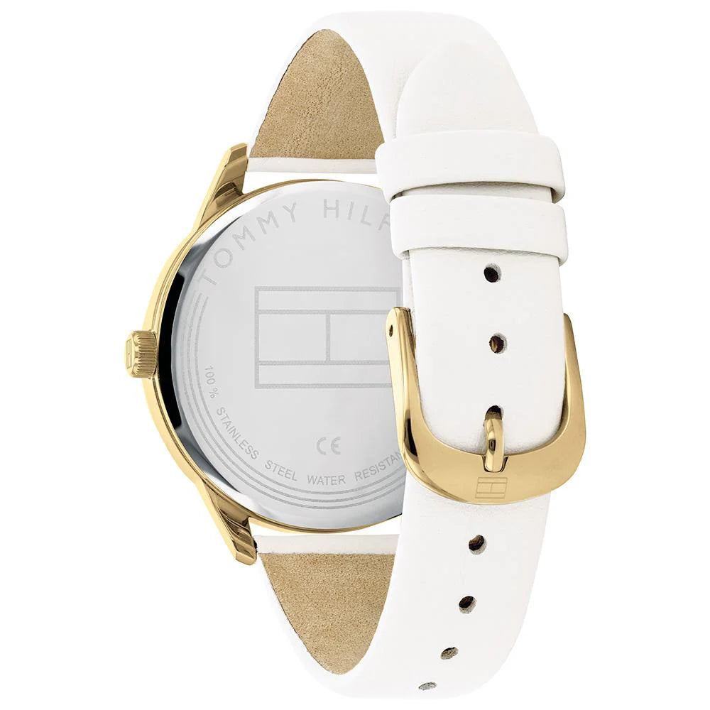 Tommy Hilfiger Brooklyn, White Dial Leather Strap Women's Watch – 1782018