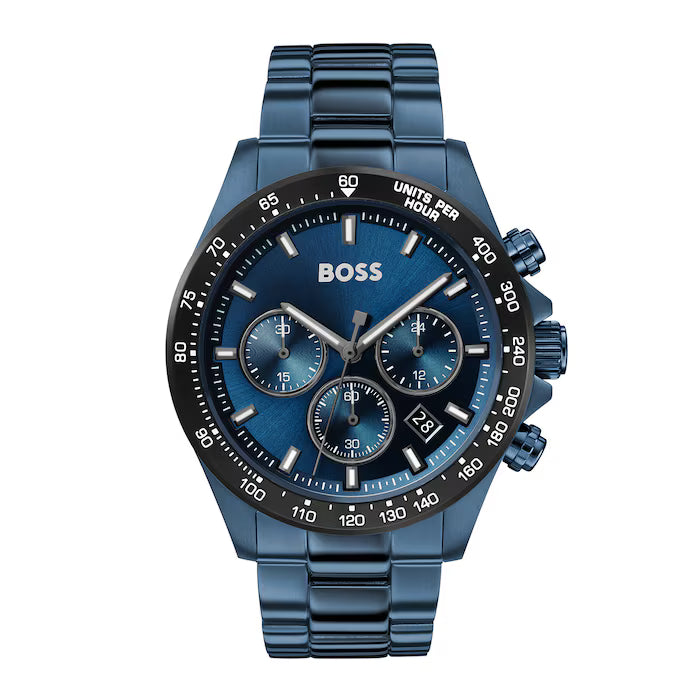 HUGO BOSS HERO IONIC PLATED BLUE STEEL MEN'S CHRONOGRAPH WATCH - 1513758
