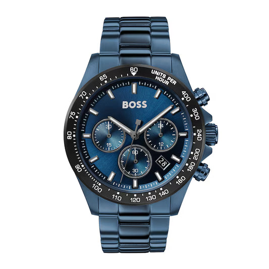 HUGO BOSS HERO IONIC PLATED BLUE STEEL MEN'S CHRONOGRAPH WATCH - 1513758