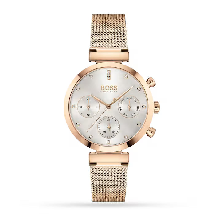 Hugo Boss Flawless, Rose Gold Mesh Ladies Watch – 1502553