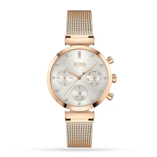 Hugo Boss Flawless, Rose Gold Mesh Ladies Watch – 1502553