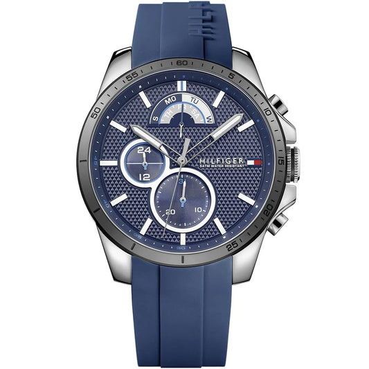 Tommy Hilfiger Decker Chronograph, Blue Dial Silicone Strap Men's Watch – 1791350
