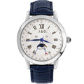JAG MOON PHASE BLU LTHR WHT DIAL STEEL J2774