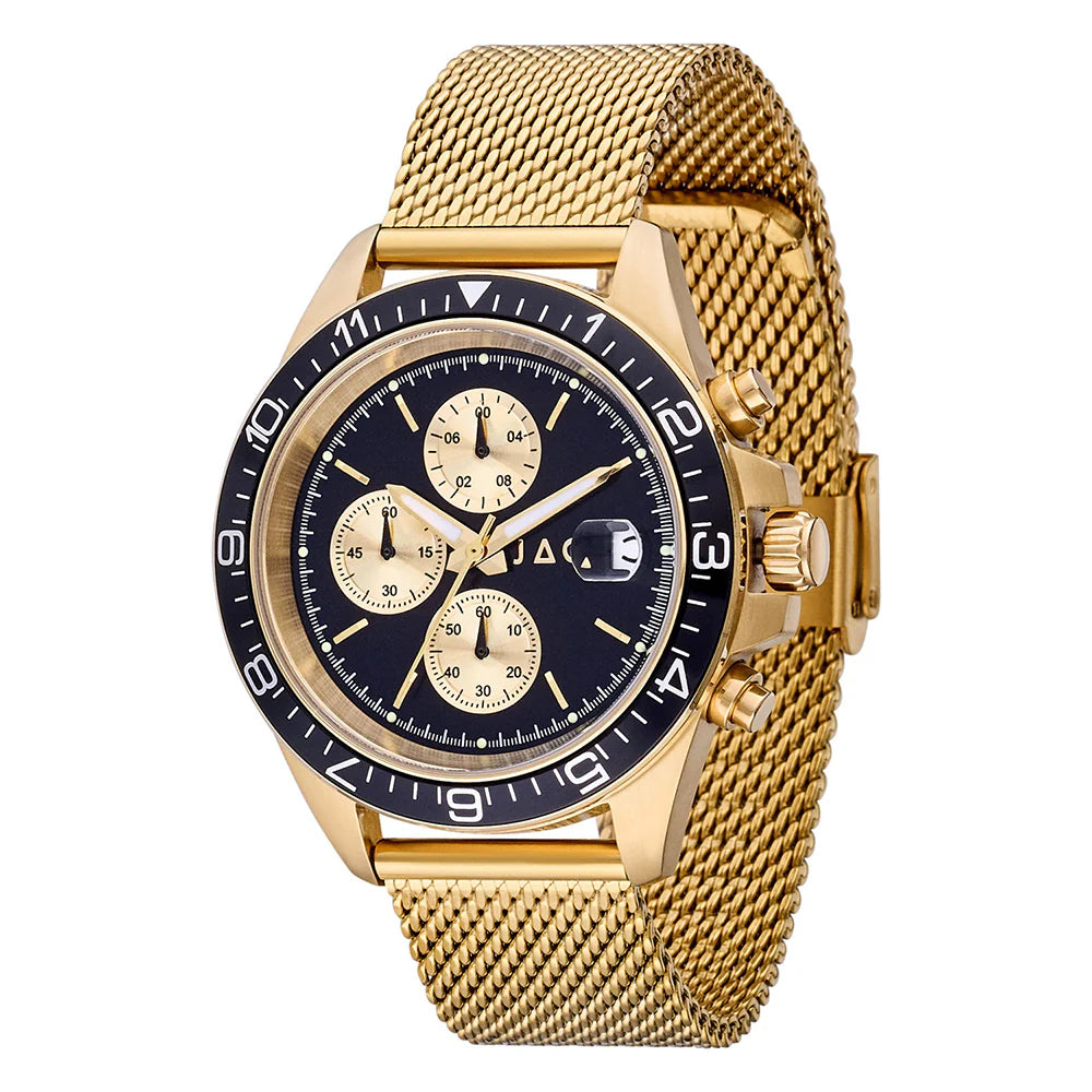 JAG MEN CURL BLK/BLK DIAL W GOLD MESH BAND J2840A