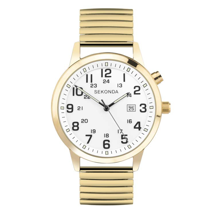 SEKONDA E-READER WHT DIAL GOLD STRAP 42MM SK30128