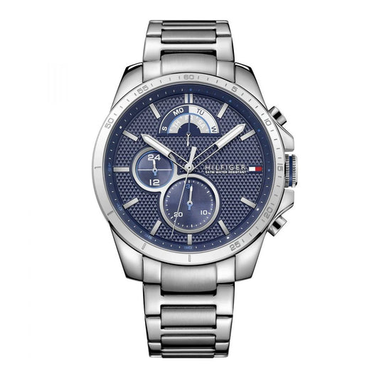 TOMMY HILFIGER DECKER, BLUE DIAL STAINLESS STEEL MEN'S CHRONOGRAPH WATCH – 1791348