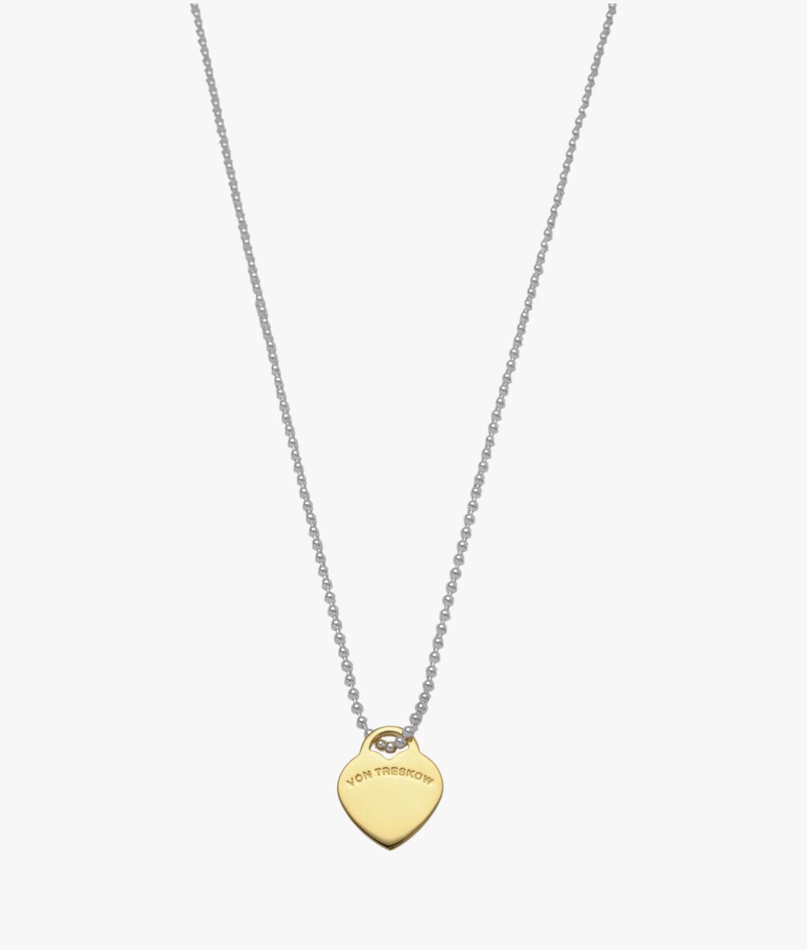 FINE BALL CHAIN NECKLACE WITH VT FLAT HEART