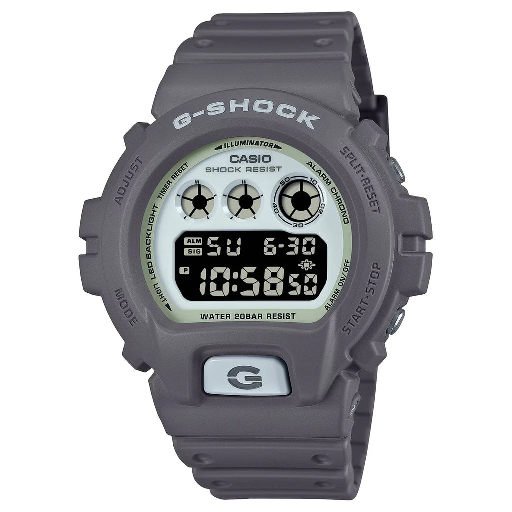 GSHOCK DIG HIDDEN GLOW GREY RESIN BAND WHT FACE DW6900HD-8D
