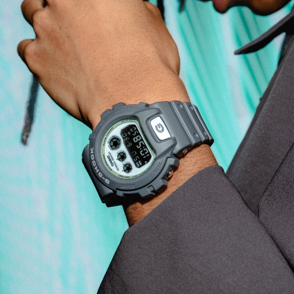 GSHOCK DIG HIDDEN GLOW GREY RESIN BAND WHT FACE DW6900HD-8D
