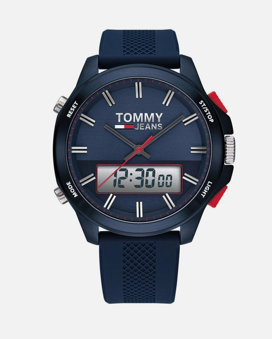 TOMMY HILFIGER TOMMY JEANS, BLUE DIAL BLUE SILICONE STRAP MEN'S ANALOG-DIGITAL WATCH – 1791761