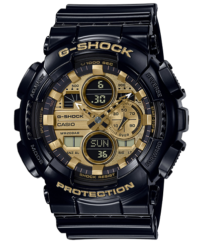 GSHOCK DUO METALLICBLK AND GOLD DIAL BLK RESIN GA140GB-1A1