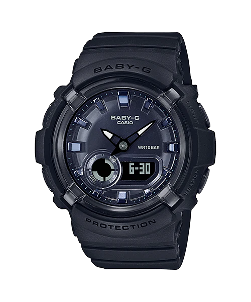 BABY G DUO BLK FACE, BLK RESIN BAND BGA280-1A
