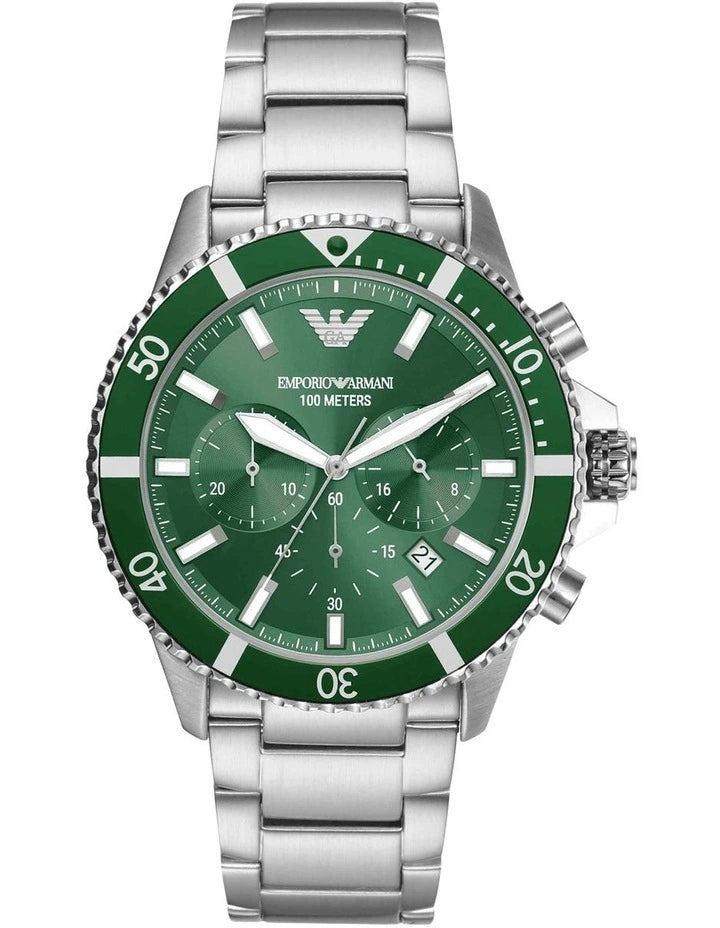 Emporio Armani Chronograph AR11500 Watch in Green/Silver