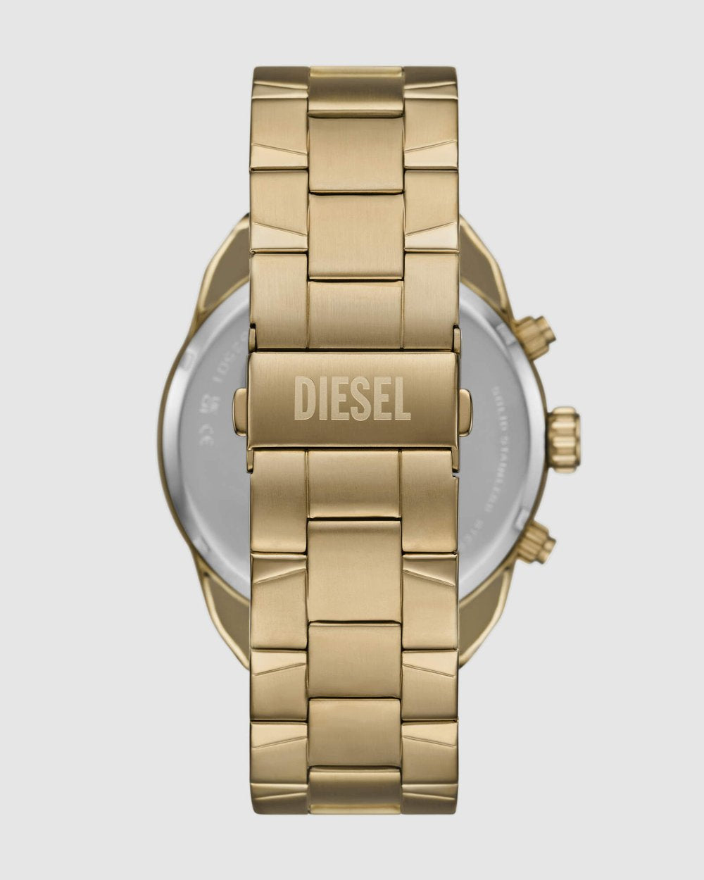 DIESEL 49MM Spiked Stainless Steel watch features a black sunray dial, w a gold tone metal band