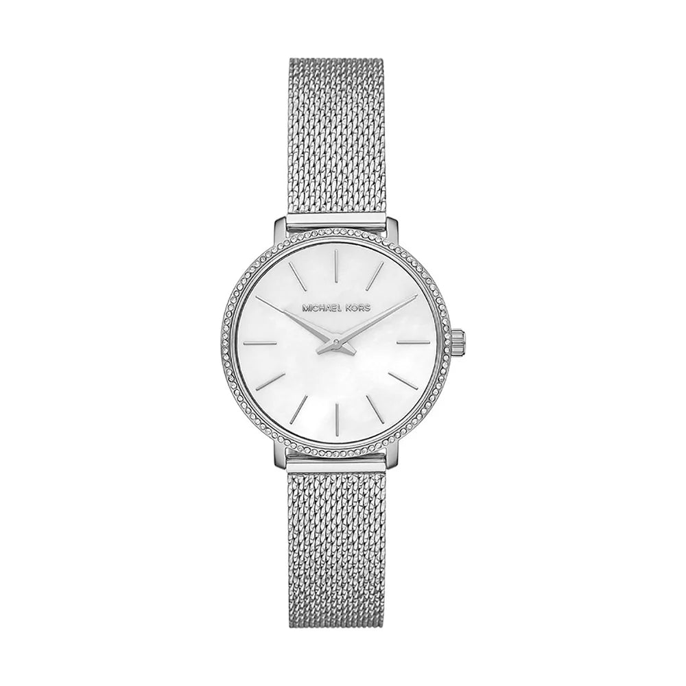 MICHAEL KORS 'MINI PYPER' CRYSTAL MESH STRAP WATCH MK4618