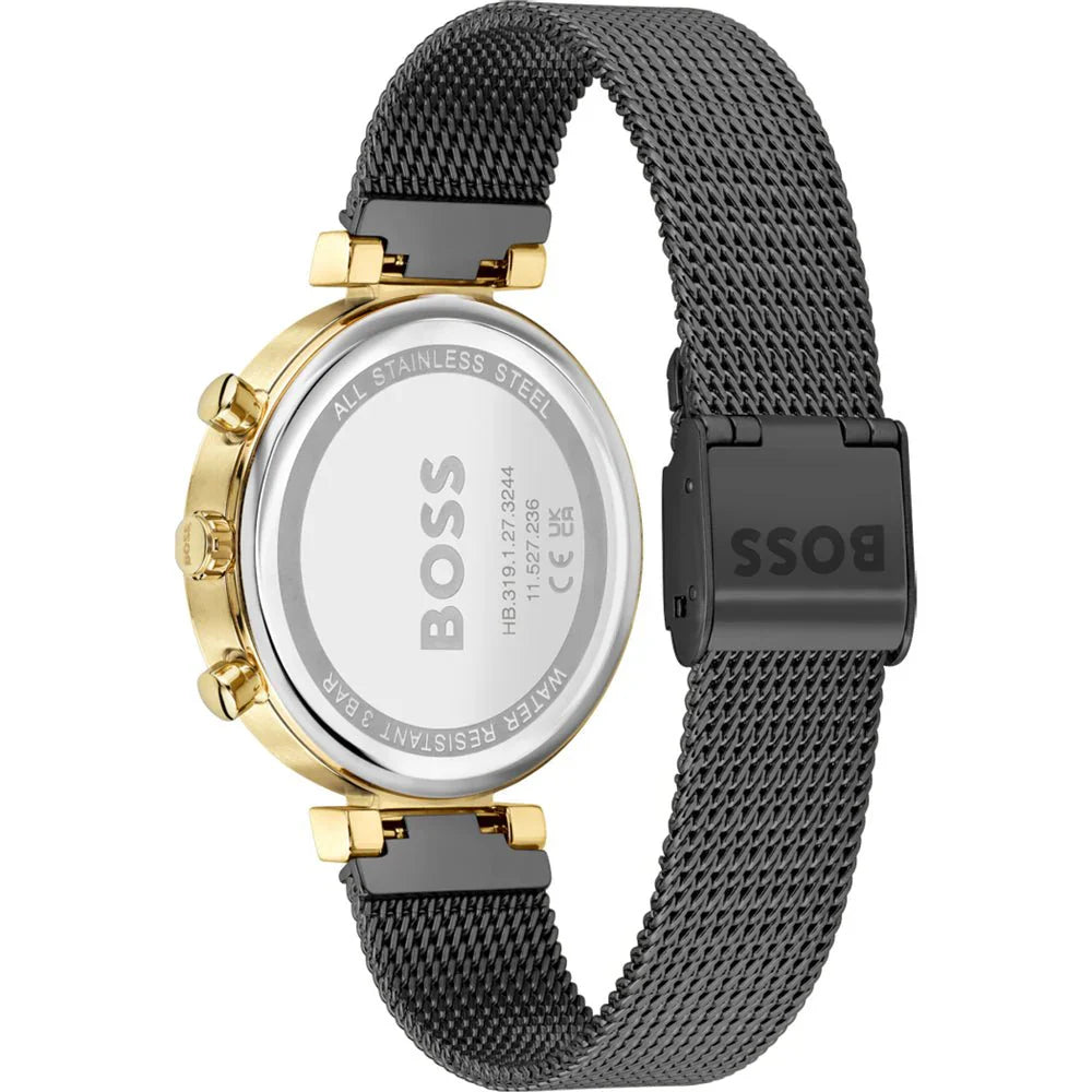 HUGO BOSS FLAWLESS, 2 TONE GOLD/BLACK CHRONOGRAPH LADIES WATCH - 1502627