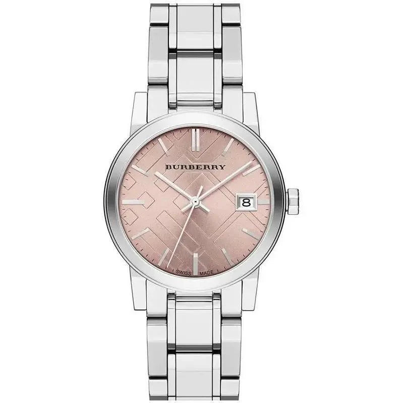BURBERRY LADIES MED PINK DIAL W S/STEEL METAL BAND BU9124