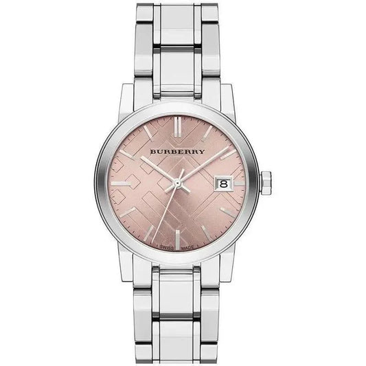 BURBERRY LADIES MED PINK DIAL W S/STEEL METAL BAND BU9124