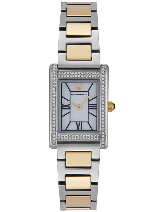 EMPORIO ARMANI GOLD TWO TONE RECTANGLE DIAL - AR11642