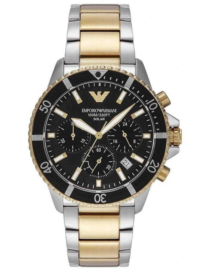 EMPORIO ARMANI WORLD EXPLORER SOLAR-POWERED GOLD TWO TONE -AR11680