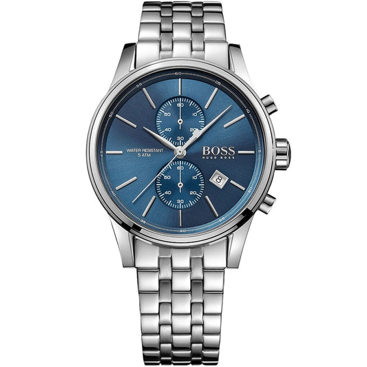 HUGO BOSS MENS JET WATCH SILVER STAINLESS STEEL BLUE DIAL CHRONO 1513384