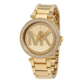 Michael Kors ‘Parker’, Gold-Tone Stainless Steel, MK Logo Dial with Crystal Bezel, Ladies Quartz Watch – MK5784