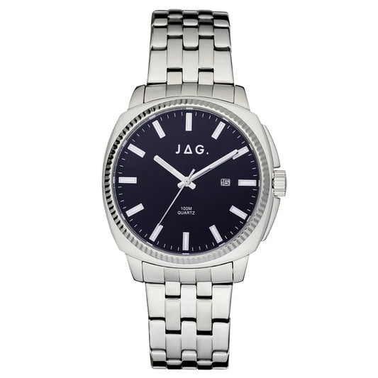 JAG MENS SILVER S/STEEL ANAGLOUE NAVY FACE J2655A