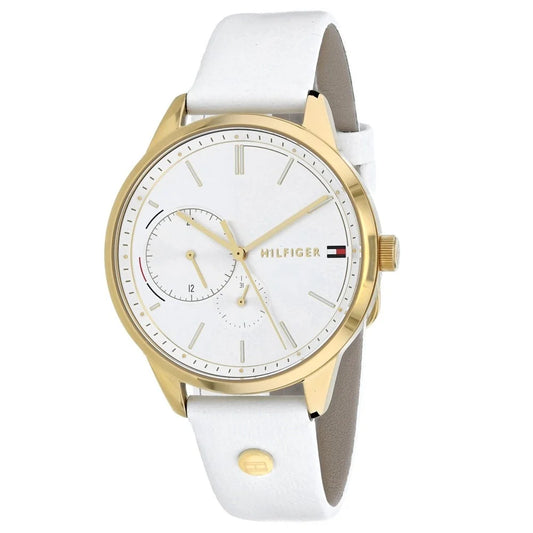 Tommy Hilfiger Brooklyn, White Dial Leather Strap Women's Watch – 1782018