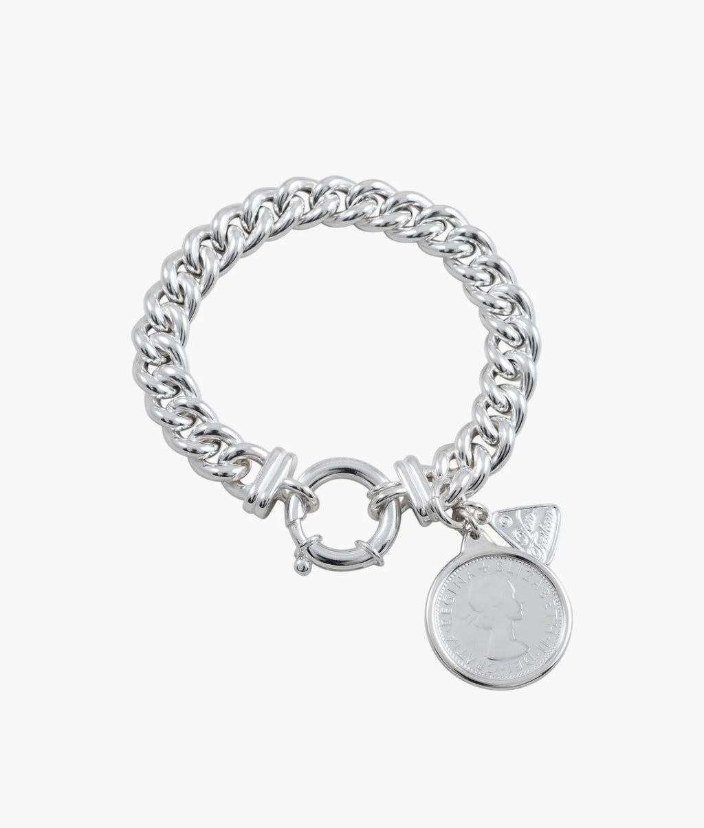 SILVER SMALL MAMA BOLT BRACELET WITH SHILLING VTB339