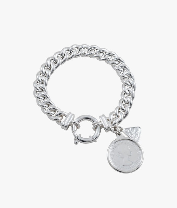 SILVER SMALL MAMA BOLT BRACELET WITH SHILLING VTB339
