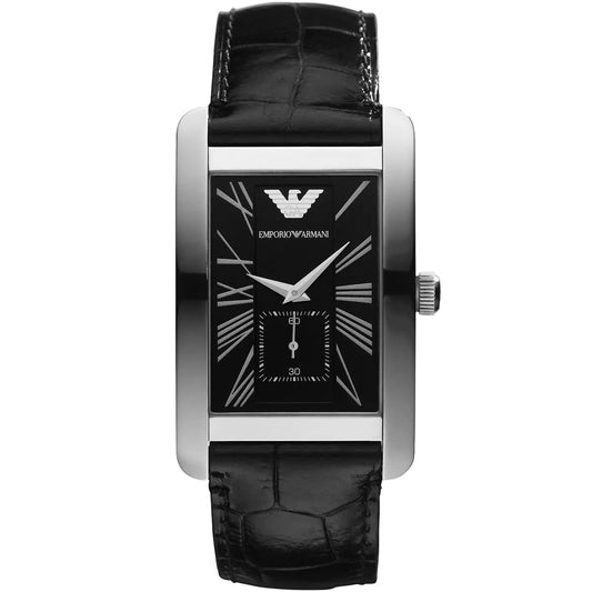 Emporio Armani Classic, Rectangular Black Leather Men’s Watch – AR0143