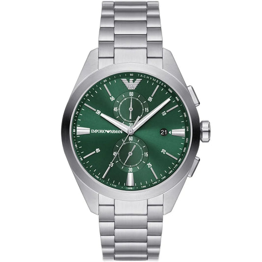 Emporio Armani GREEN Chronograph DIAL W SILVER Stainless Steel Watch
